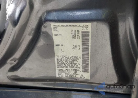 2015 Nissan Altima 2.5 from USA, damaged, VIN 1N4AL3AP1FC480099